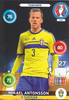 Mikael Antonsson Sweden Panini UEFA EURO 2016 #374